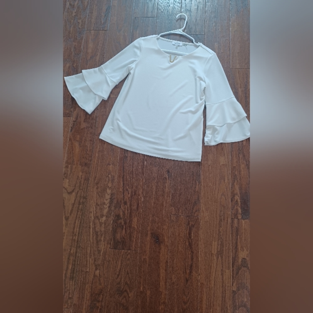 Calvin klein blouse long sleeve size s chp color white
